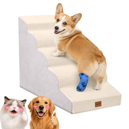 5‑Step Curved Dog Stairs 22.6" H (Cream Beige / 15.7x33x22.6in)