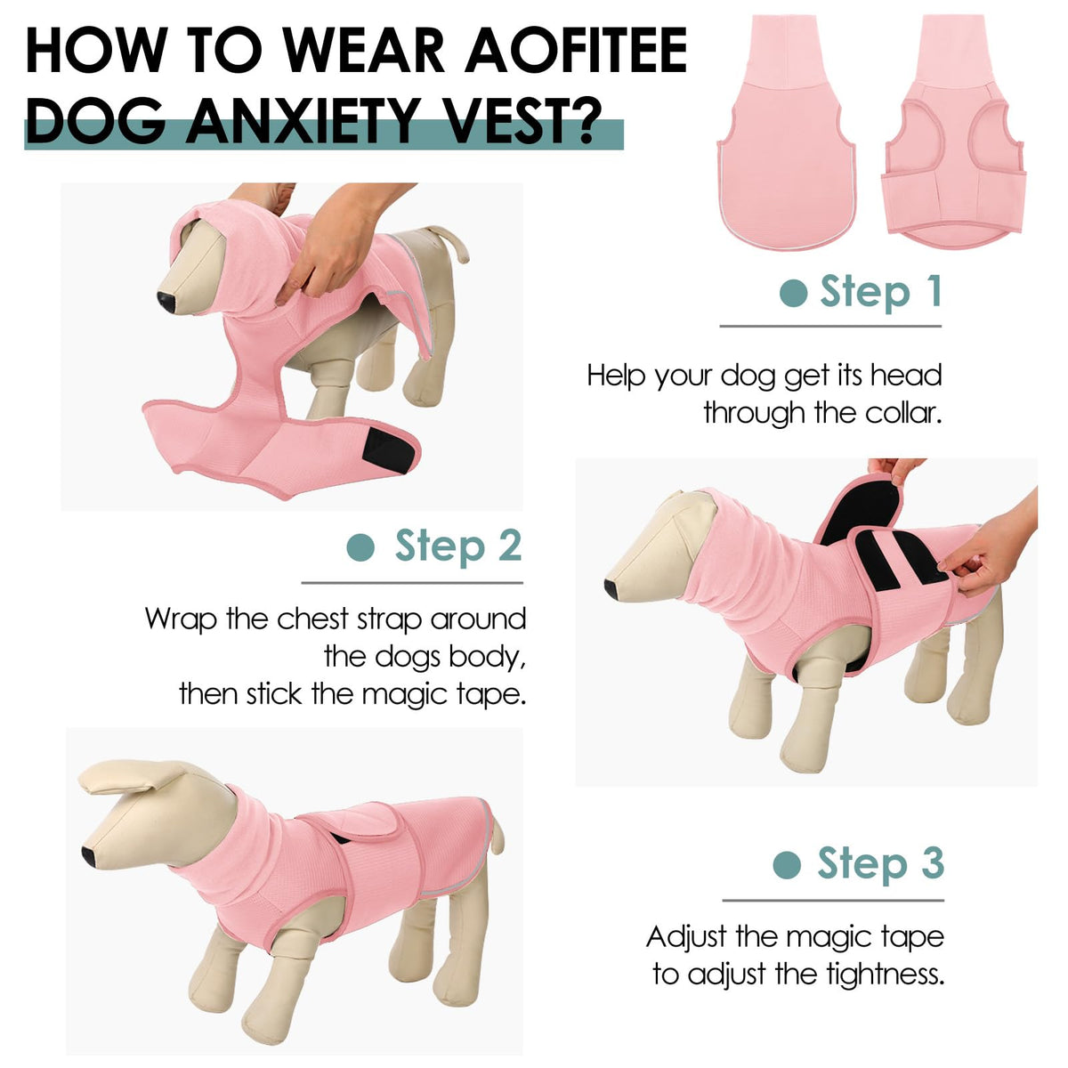 Dog Anxiety Vest (Pink / X-Small)