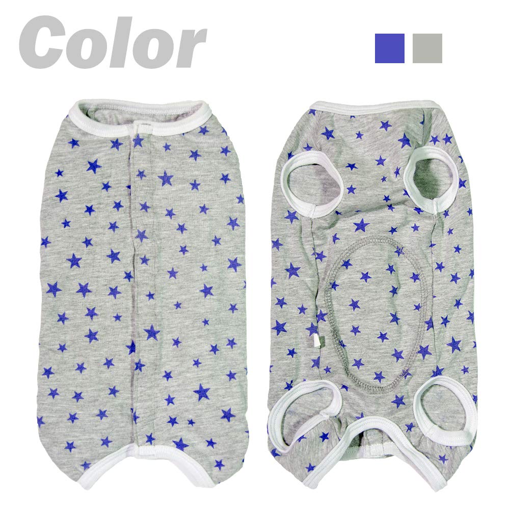 Dog’s Recovery Suit Post Surgery Shirt for Puppy (X-Small / grey stars)