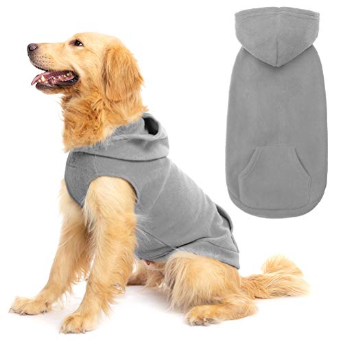 Fleece Dog Hoodie with Pouch (X-Small / Grey)