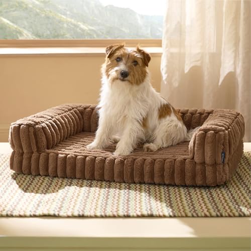 ComfyFleece® Memory Foam Orthopedic Dog Beds Medium Size Dog 30" (Camel Brown / 30.0"l X 20.0"w X 6.5"th)