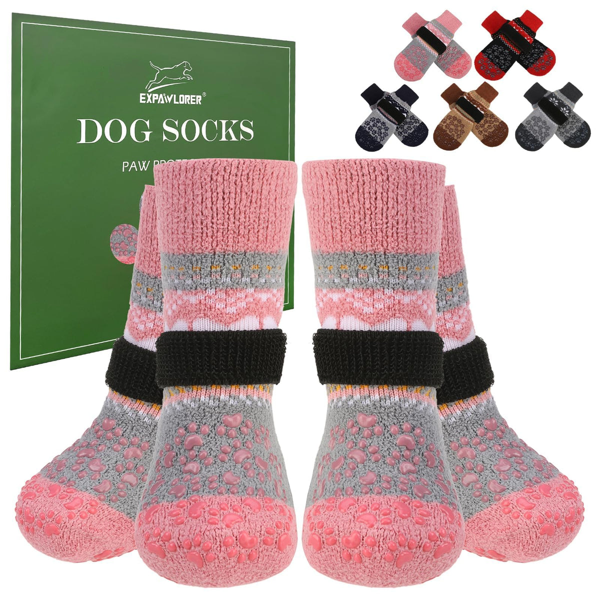 Anti Slip Dog Socks to Prevent Licking Paws for Hot Pavement (Light Pink / Medium)