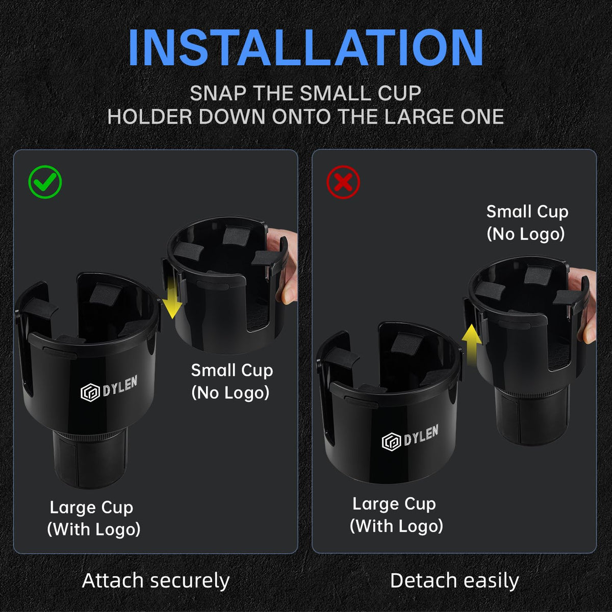 Car Cup Holder Expander (Black)