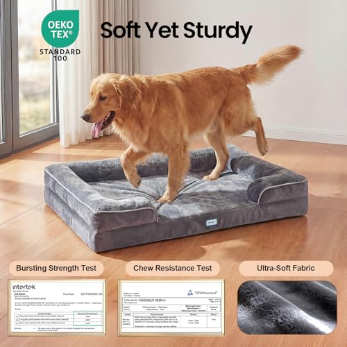 Orthopedic Extra Large Dog Bed Couch (41" x 30" x 7" / 01-Gray)