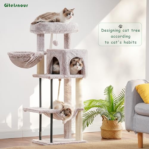 Cat Tree 43.3'' Cat Tower with Hammock for Kittens GCT004SMU (43.3 inches / Muchroom)