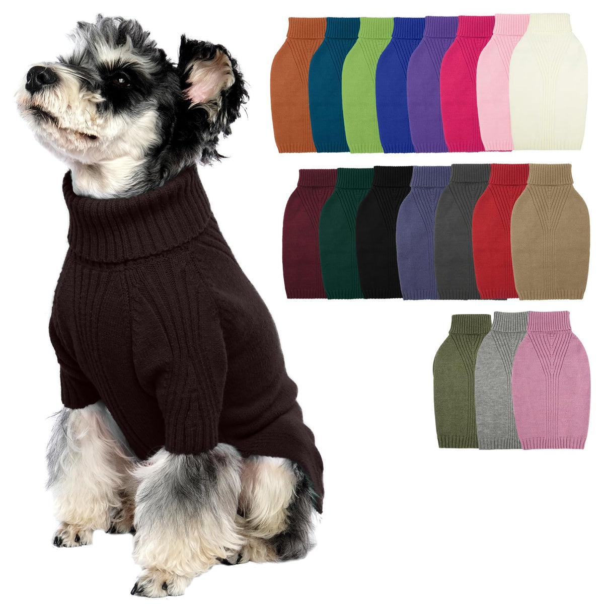 Turtleneck Dog Sweater (Brown / Medium)