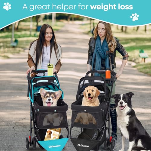 Pet Stroller Dog Stroller for Small Medium Dogs Cats (Mint Green)