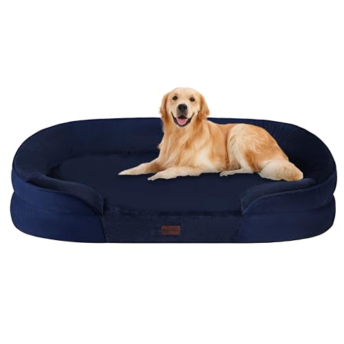 Orthopedic Waterproof Large Dog Bed Sofa (Navy Blue / Large(42 x 31 x 6.5 inch))