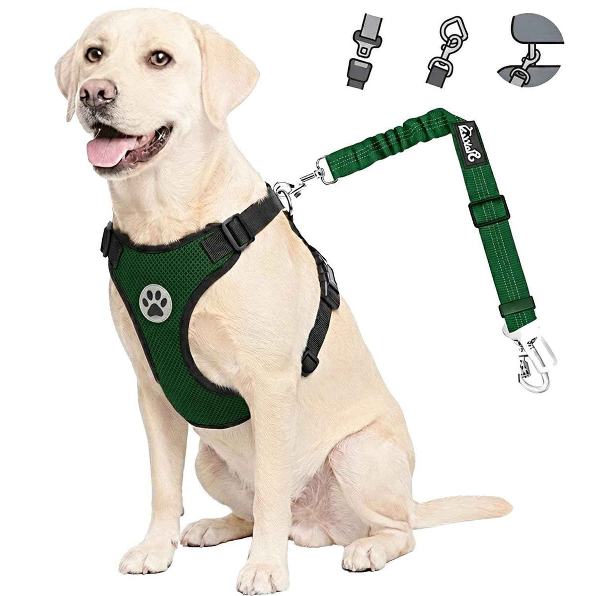 Dog Car Harness Seat Belt Set (Medium / ·Green)