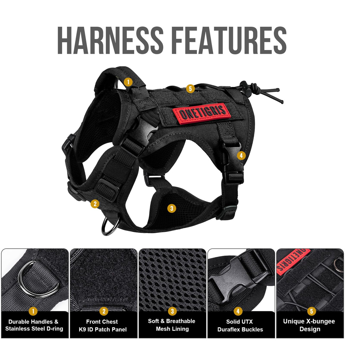 Tactical Dog Harness with Handle No (X-Small / Black)