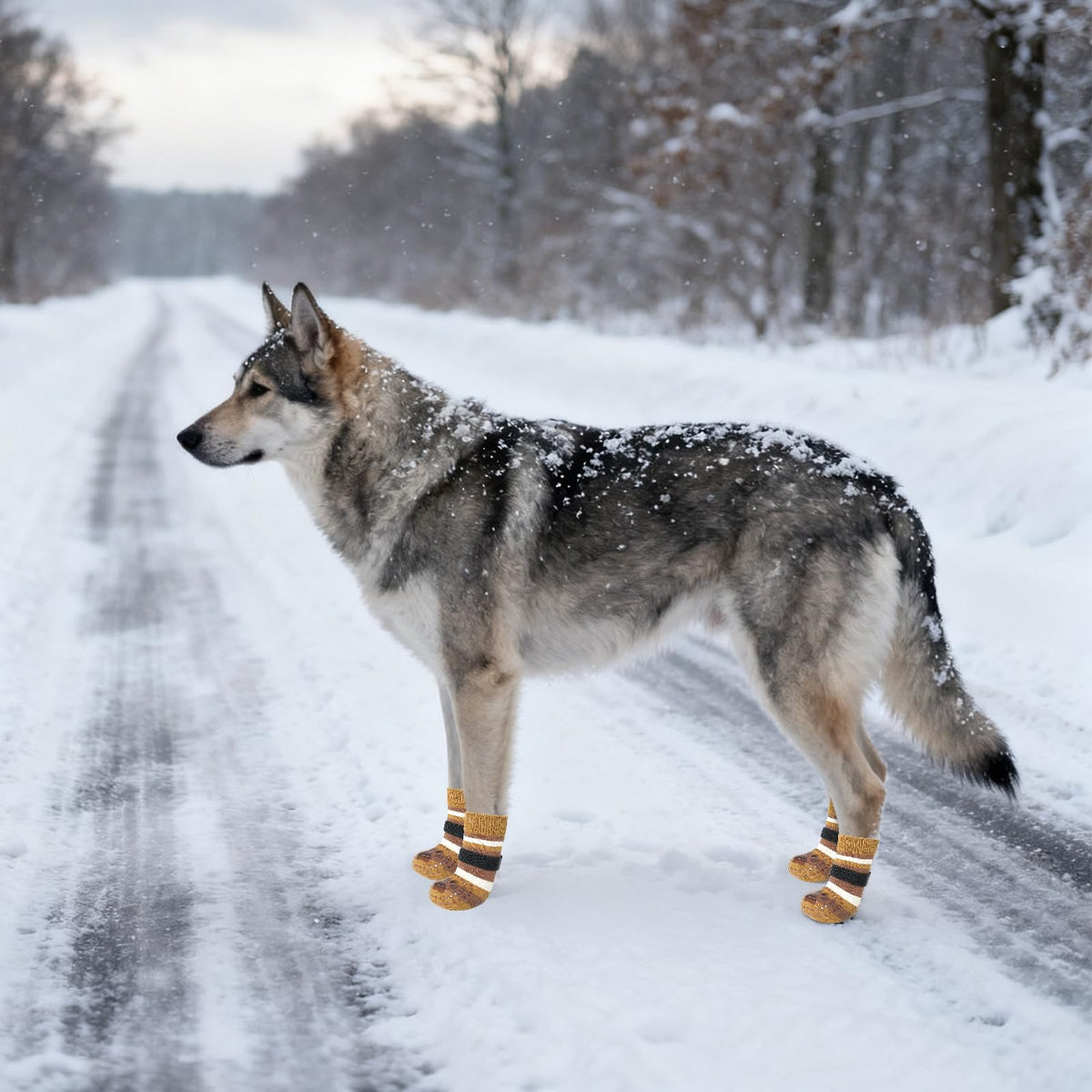 Anti Slip Dog Socks to Prevent Licking Paws and Slipping (Brown / Small/Medium)