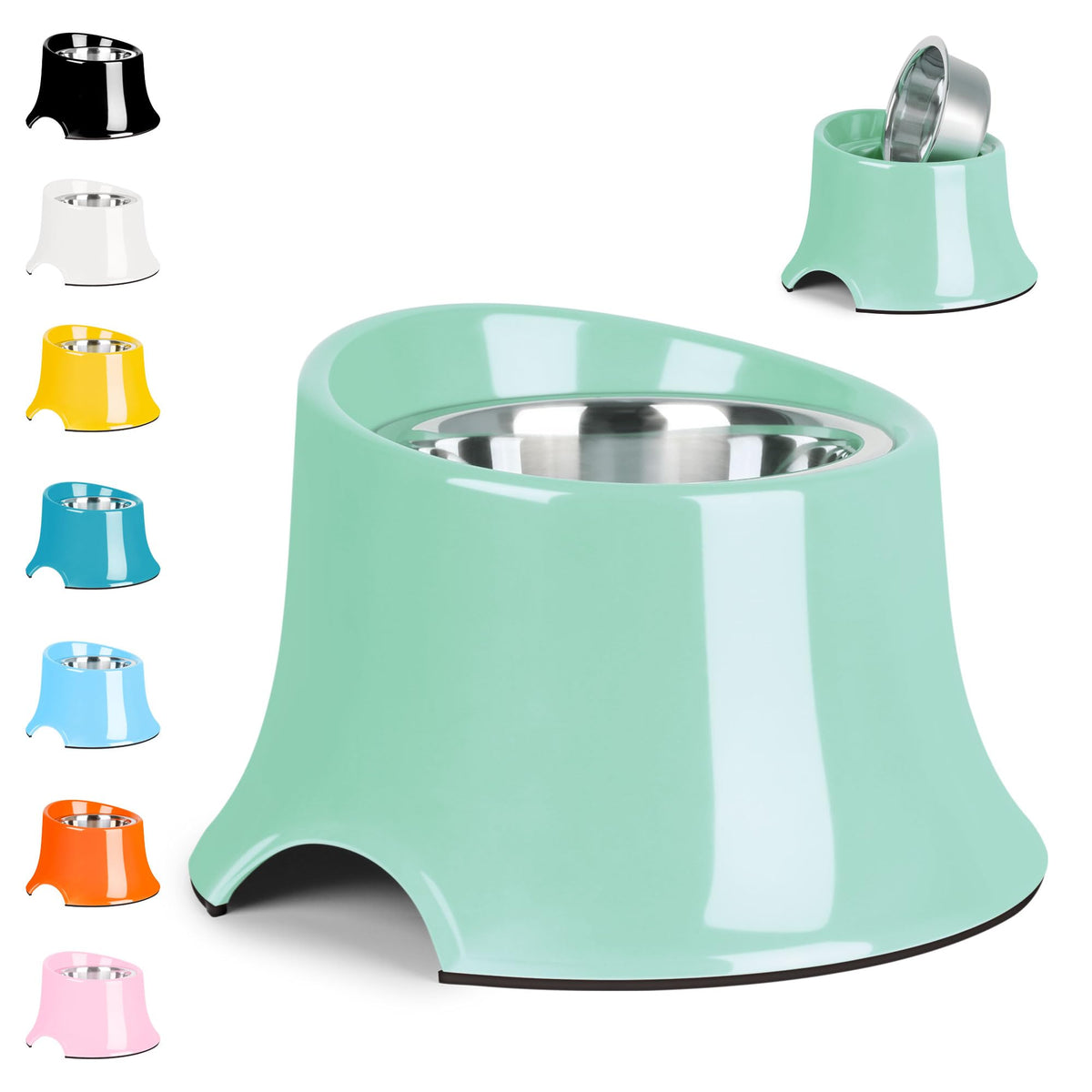 Tilted Elevated Dog Bowls Non (M/2 Cup / Green)