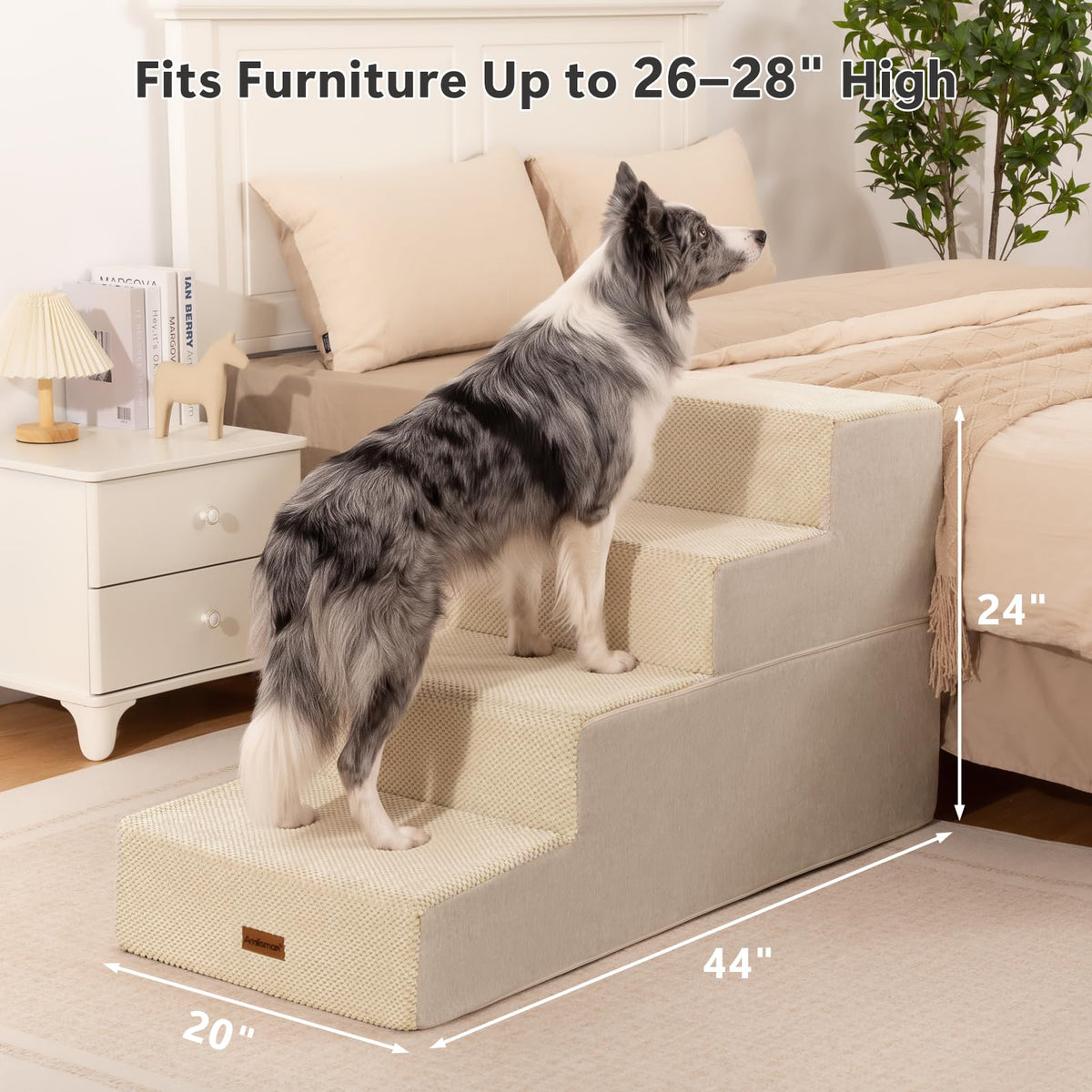 Dog Steps for Large Dogs 24" H (Beige / 4-Step 24" H)