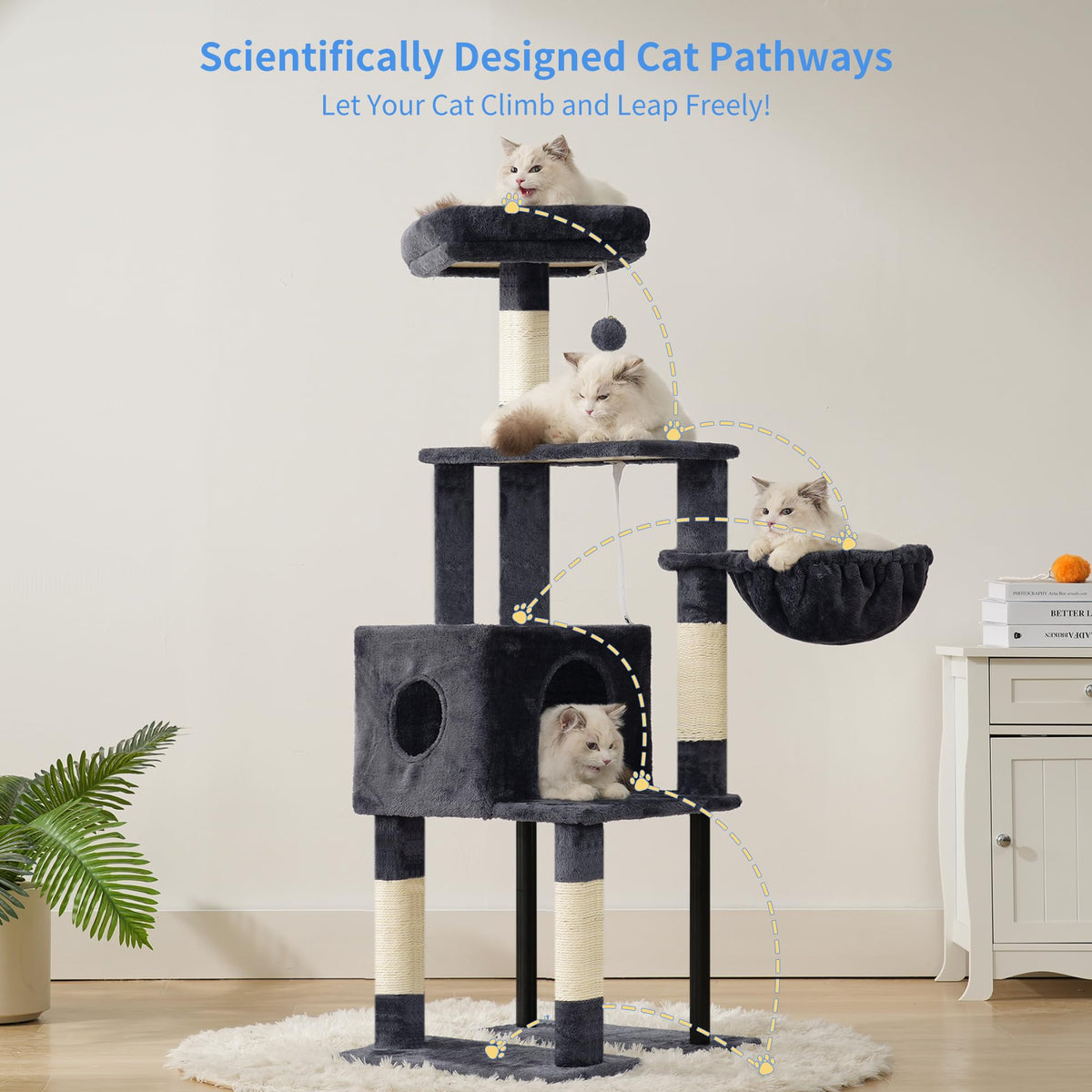 Cat Tree with Toy (Smoky Gray / 49 inch)