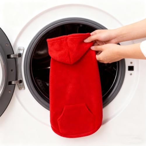 Fleece Dog Hoodie with Pouch (X-Small / Red)