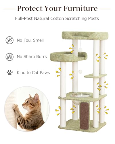 53" Cat Tree Tower for Large Cats (Green 53'')