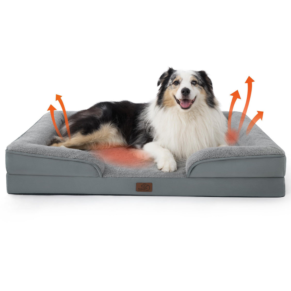 XL Self Warming Orthopedic Dog Bed Washable Original Design (Self Warming-Grey / 42"l X 32"w X 6.5"th)