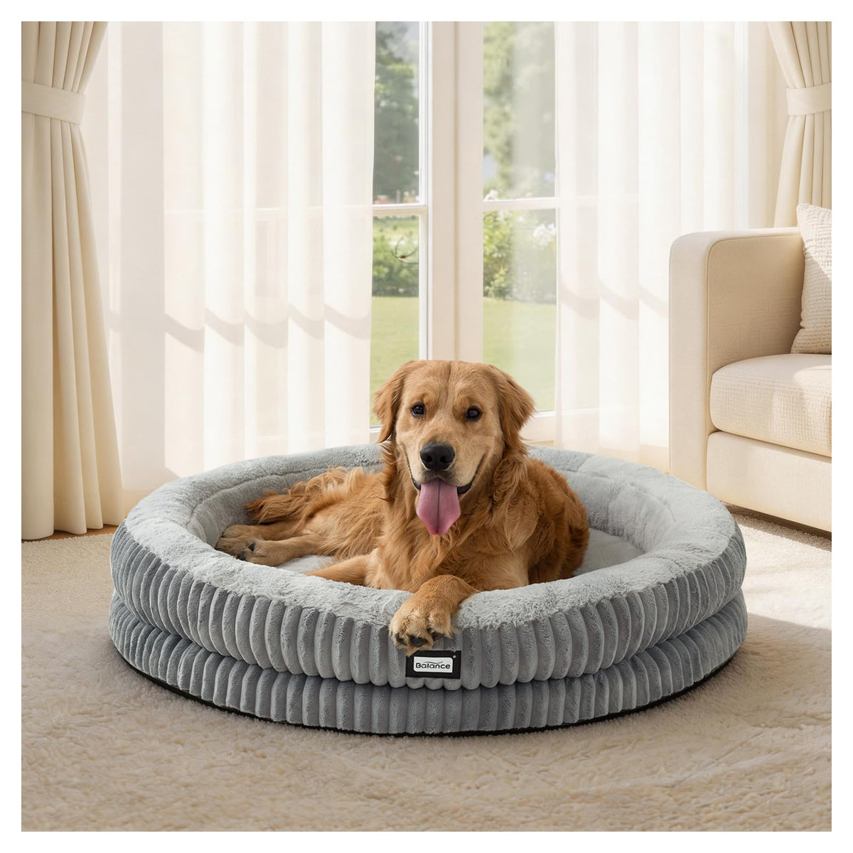 Donut Dog Bed (43.0"L x 43.0"W x 8"Th / Grey)