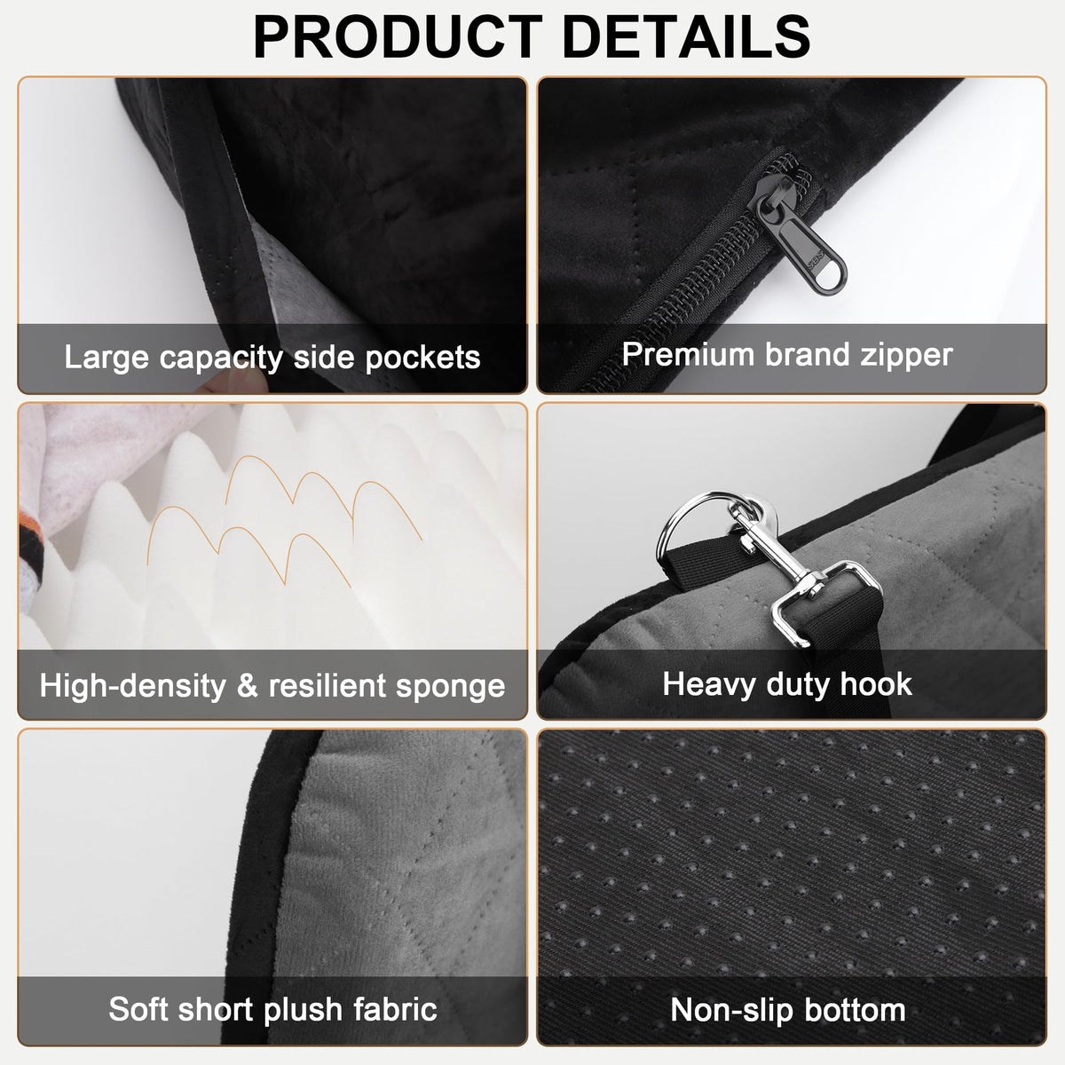 Dog Car Seat for Small (grey+black)