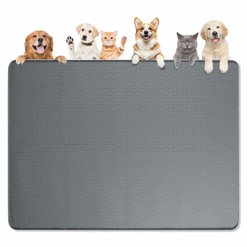 Dog Food Mat 50''x35'' Extra Large Dog Mat for Food and Water (50"L x 35"W / Dark Grey)