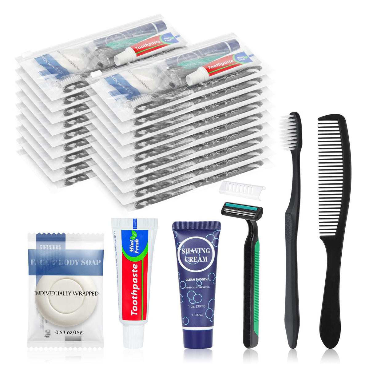 25 Pack Travel Toiletry Kit Bulk