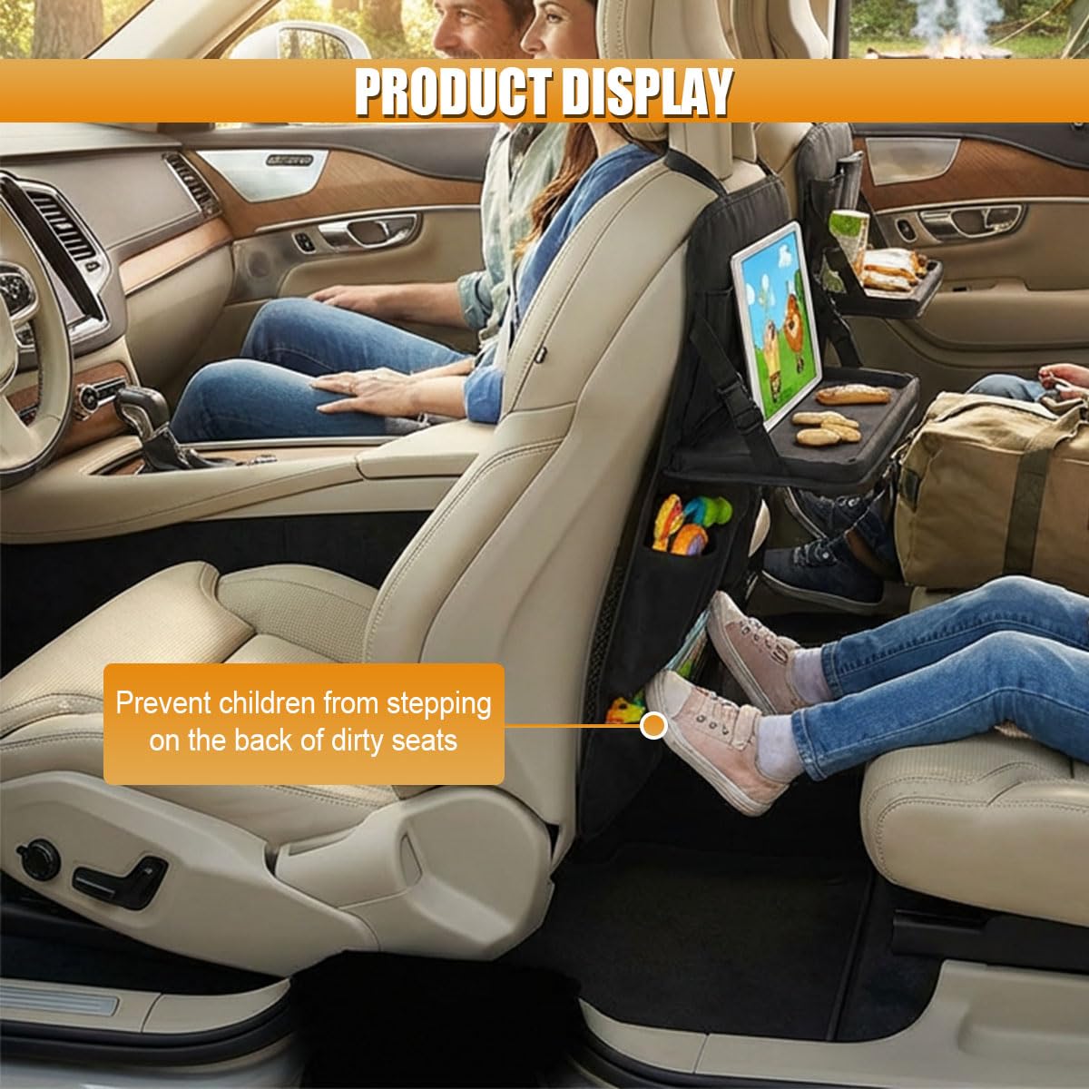 Car Backseat Organizer with Foldable Table Tray (With)