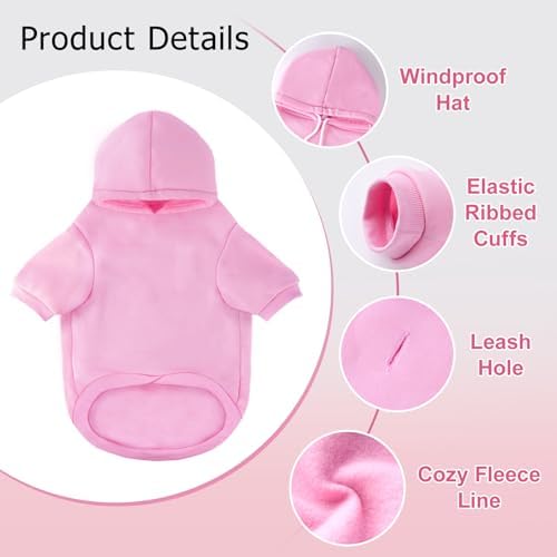 Dog Basic Hoodie Soft Dog Clothes Cold Weather Sweaters for Medium Large Dogs Cozy Fabric Warm Sweatshirt with Leash Hole for Boys (Pink / XL (Back: 24.8",Chest: 33.86", 35-55lbs))