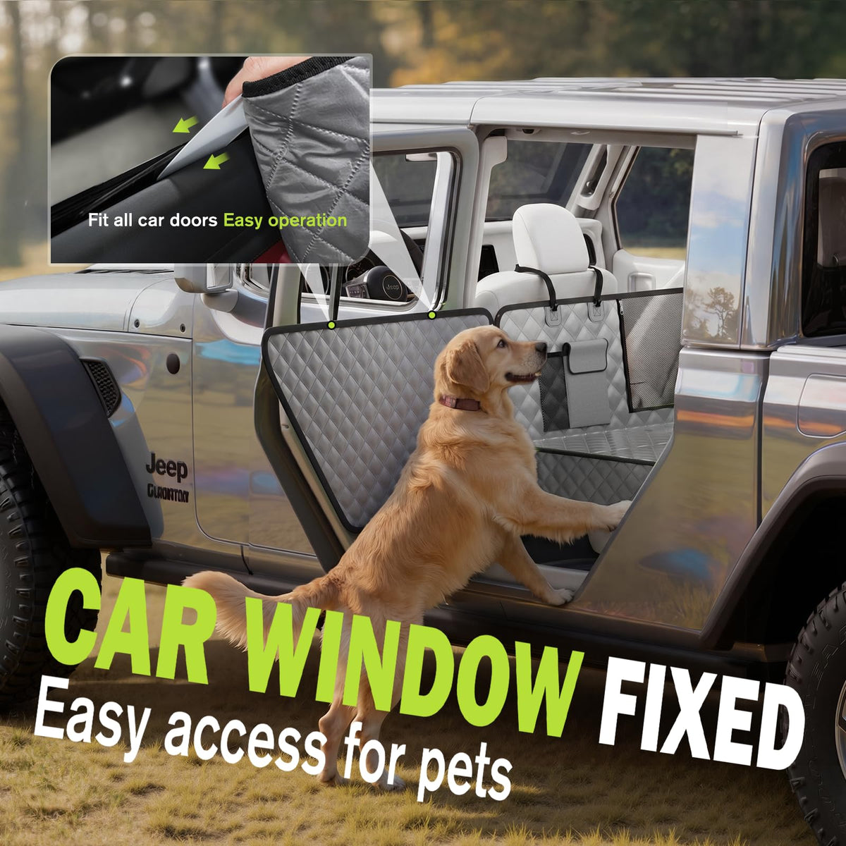 Back Seat Extender for Dogs 56.29 * 28.74 in (For Full Size Truck / Full Size SUV / full surrounded style (gray))