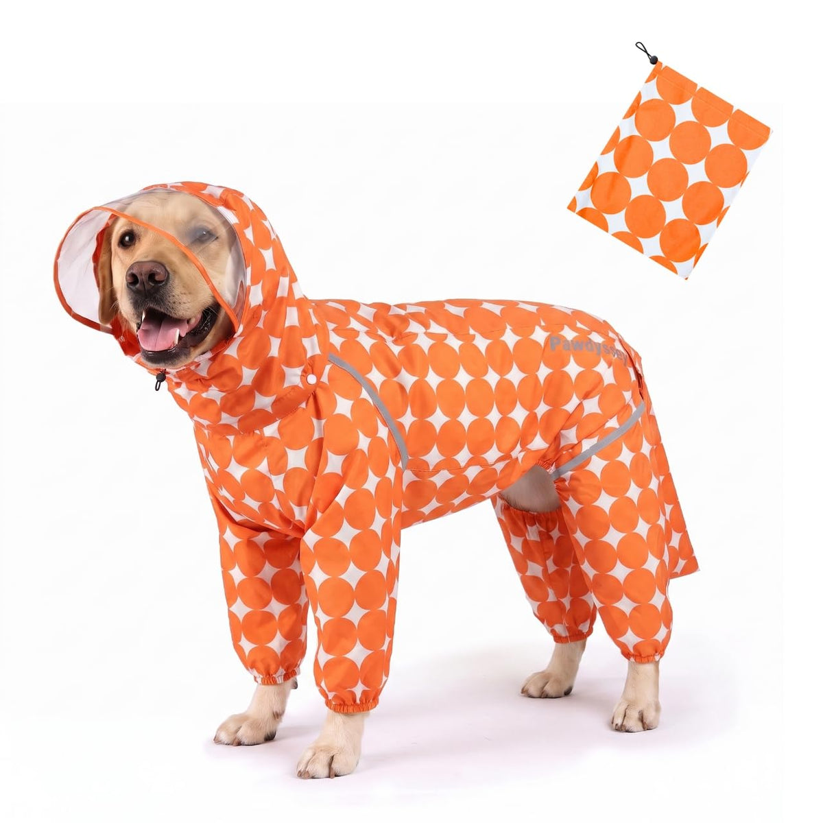 Polka Dot Dog Raincoat (Orange / X-Large)