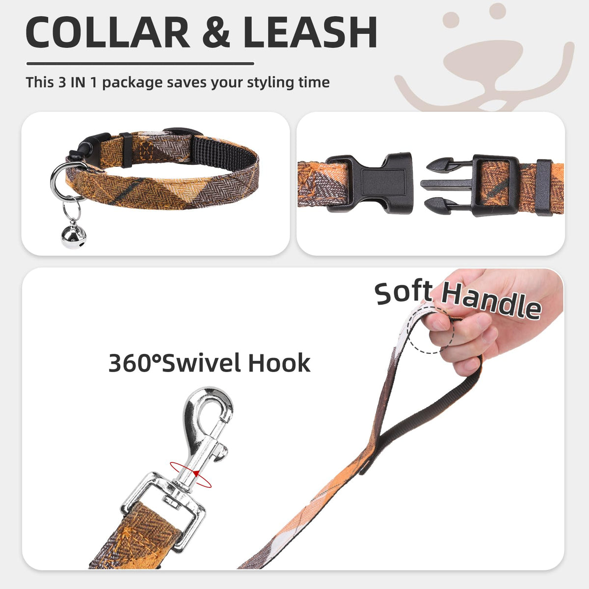 Dog Harness Collar and Leash Set No Pull for Small Medium Sized (Orange / XXS (CHEST 11.5"-13"))