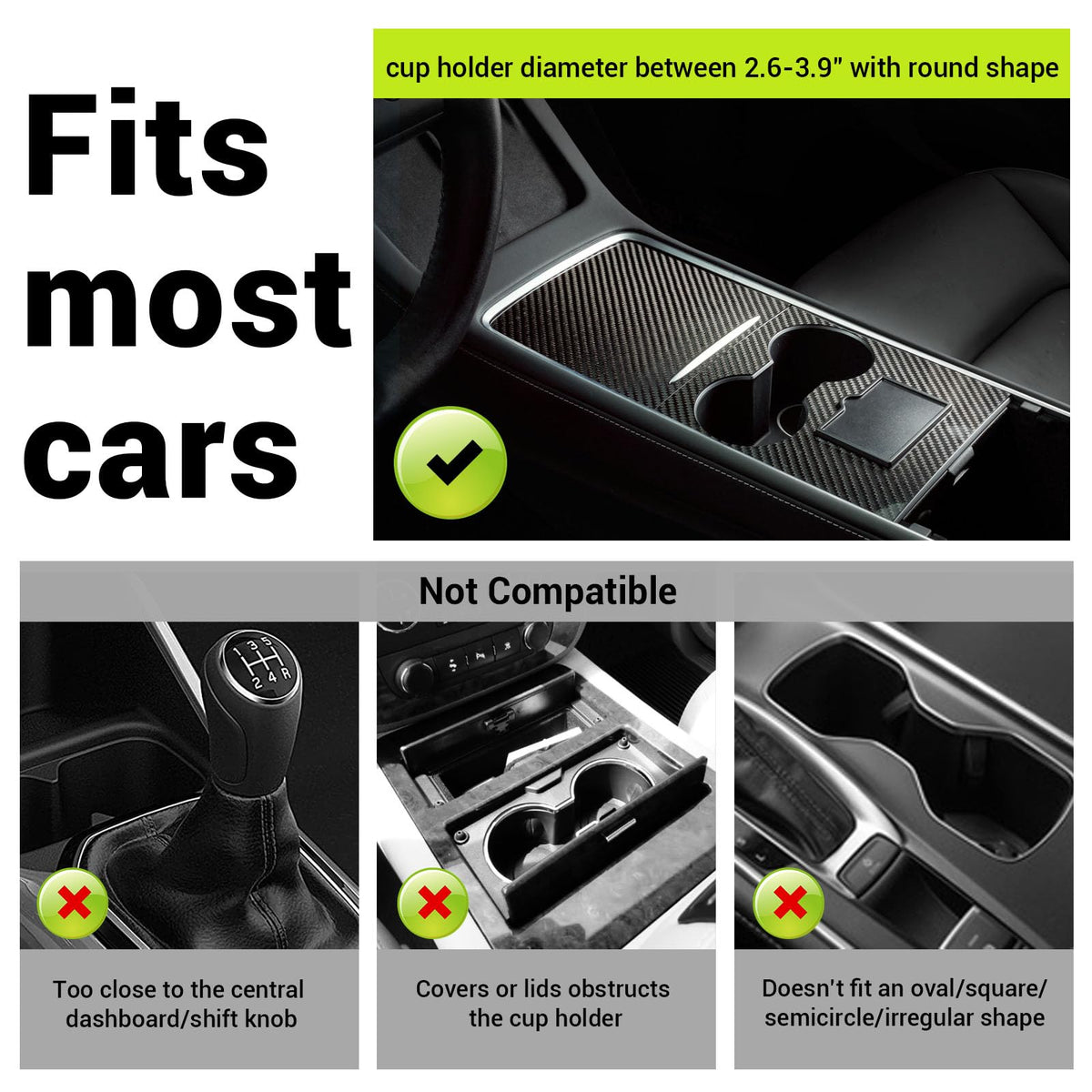 Car Cup Holder Tray (1 cup holder + 1 tray)