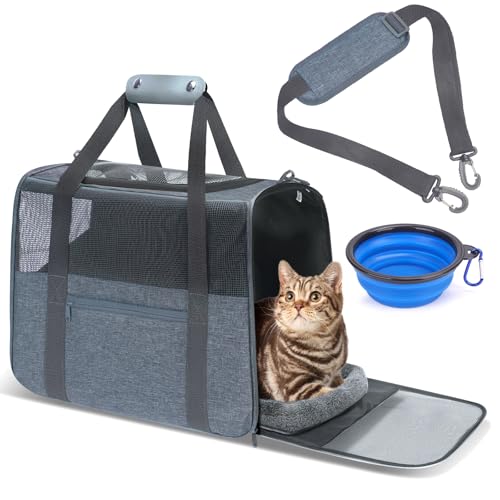 JUNGYOUN Premium Cat Carrier (Charcoal / 17.5"L x 12.4"W x 13.5"H)