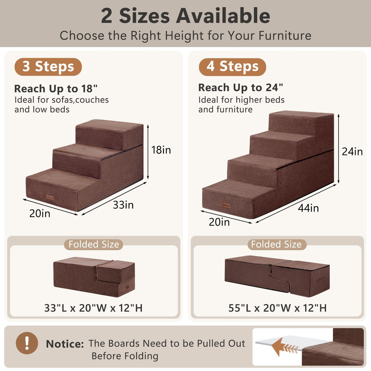 Dog Steps for Large Dogs 24" H (Brown / 4-Step 24" H)