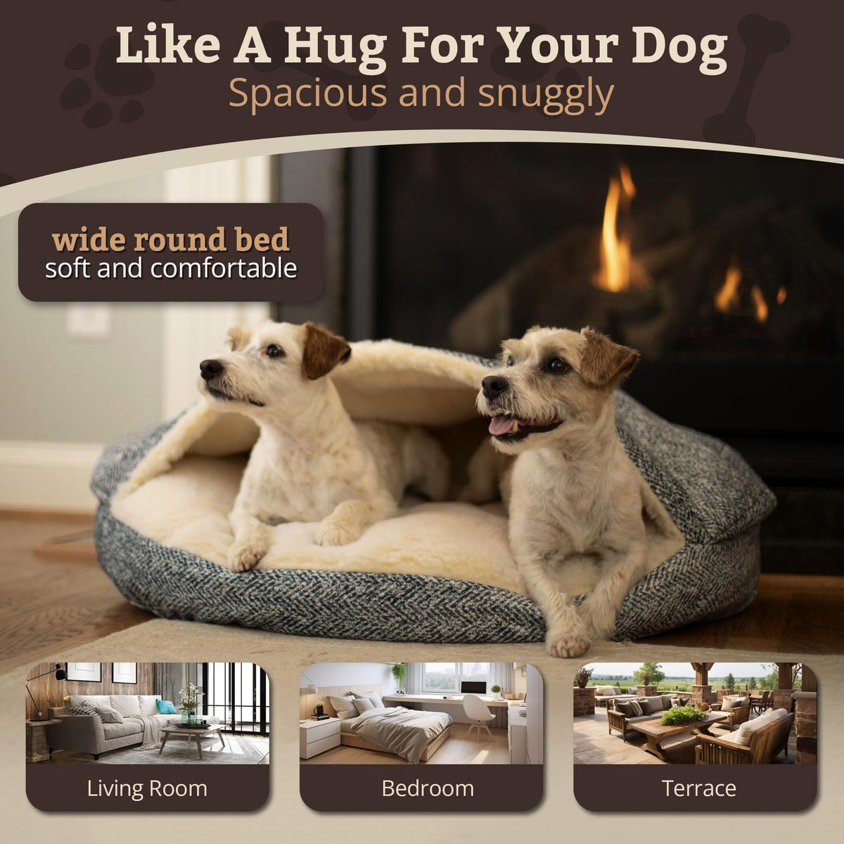 Orthopedic Cozy Cave Dog Bed (35.0"L x 35.0"W x 8.0"Th / Palmer Indigo)