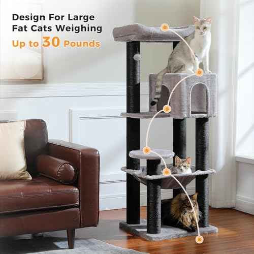 57.8" Heavy Duty Cat Tree for Maine Coon (Black&Grey / 57.8in)