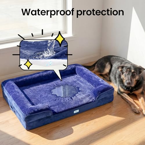 Orthopedic Extra Large Dog Bed Couch (44" x 29" x 7" / 05-Blue)
