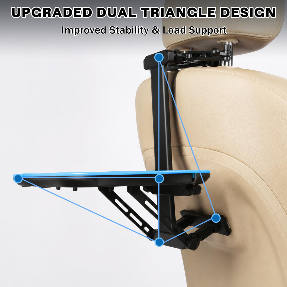 Large Car Tray Table for Back Seat with Adjustable Height (Blue)