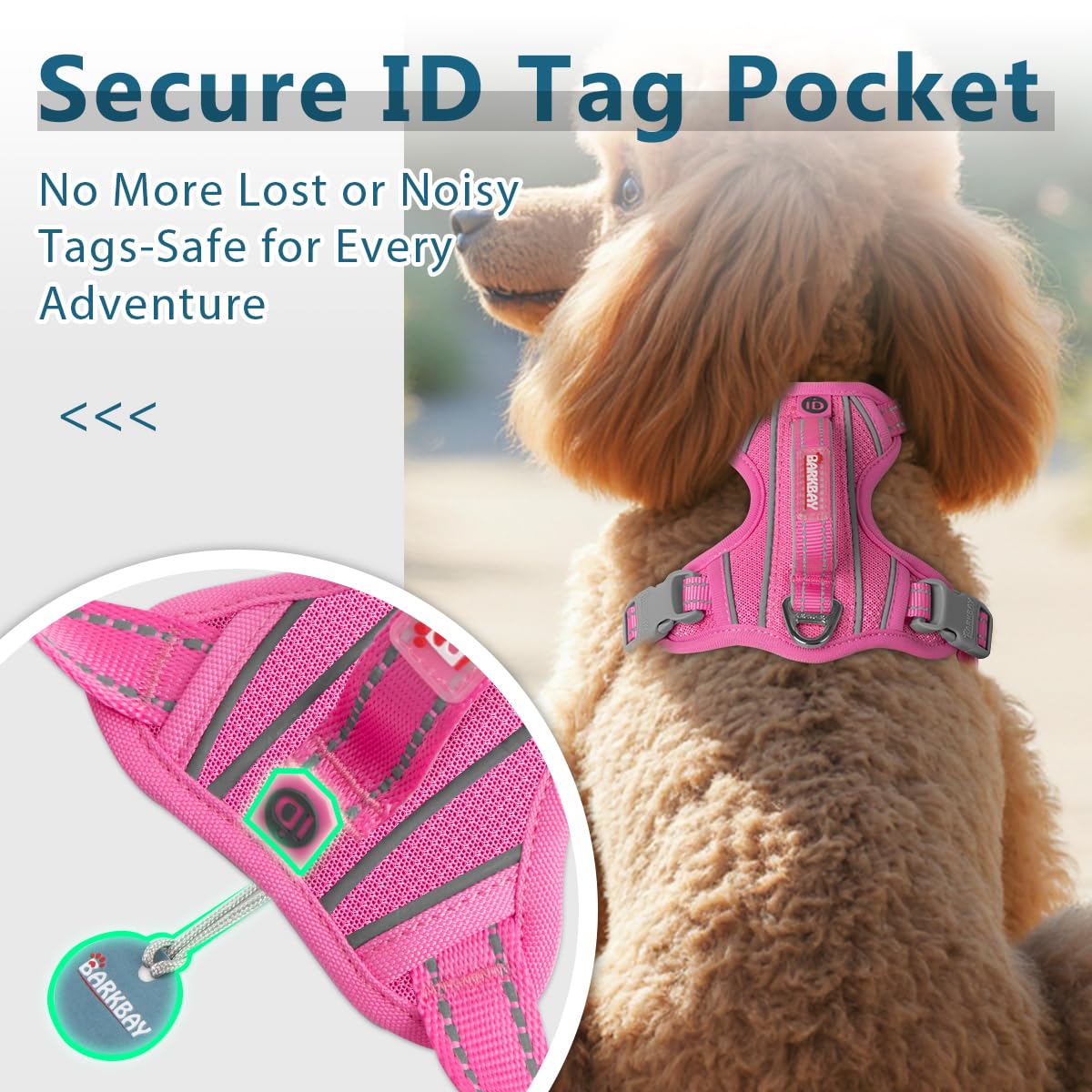 No Pull Dog Harness for Small Sized Dogs (Pink / X-Small(Chest:14.6-19.6”))