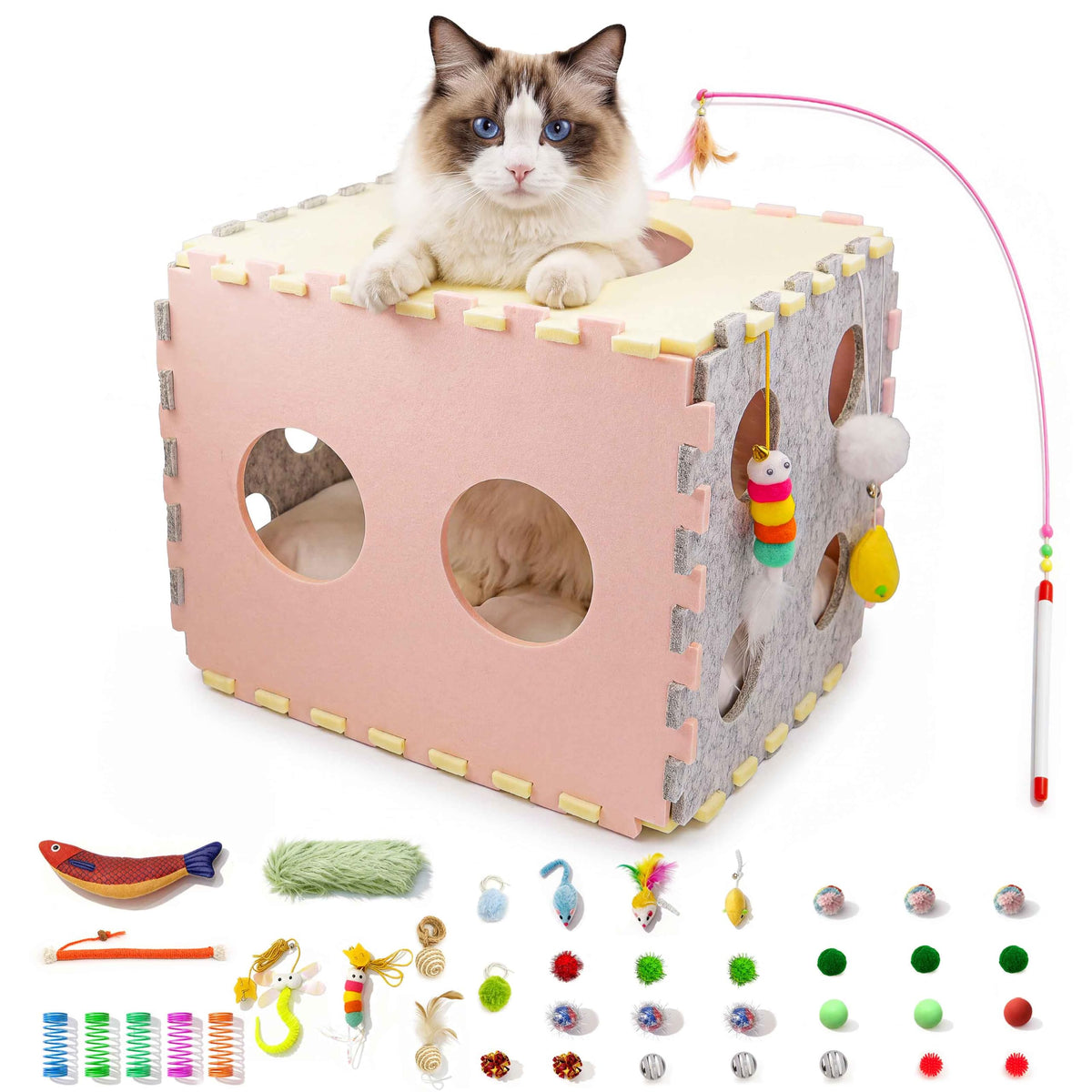 41 Pcs Interactive Cat Toys for Indoor Cats (Retro Brights)
