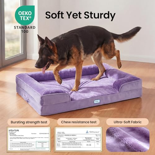 Orthopedic Extra Large Dog Bed Couch (44" x 29" x 7" / 06-Purple)