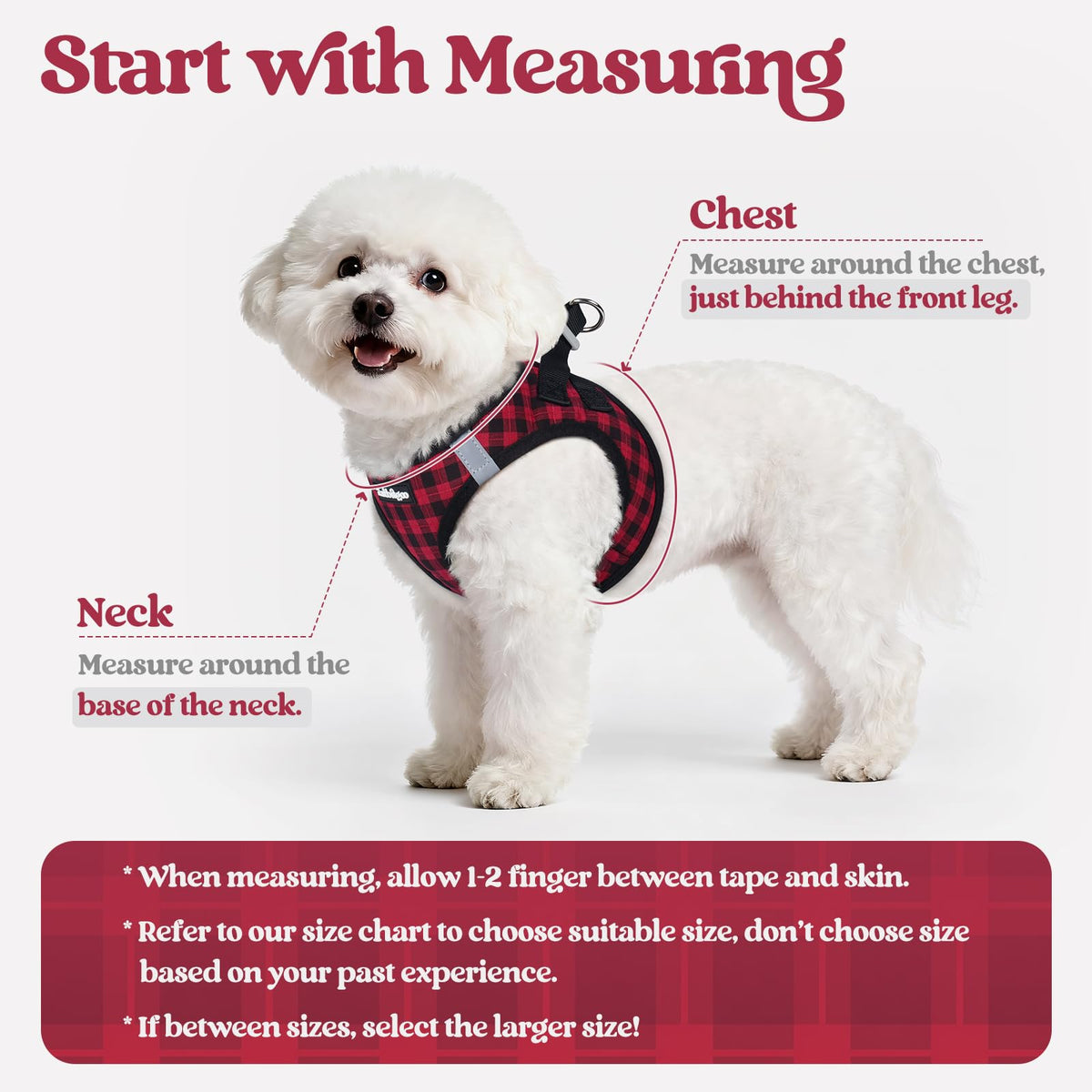Dog Harness Small Sized and Leash Set (Red Check / Xxs (chest: 12.4 - 14.2"))