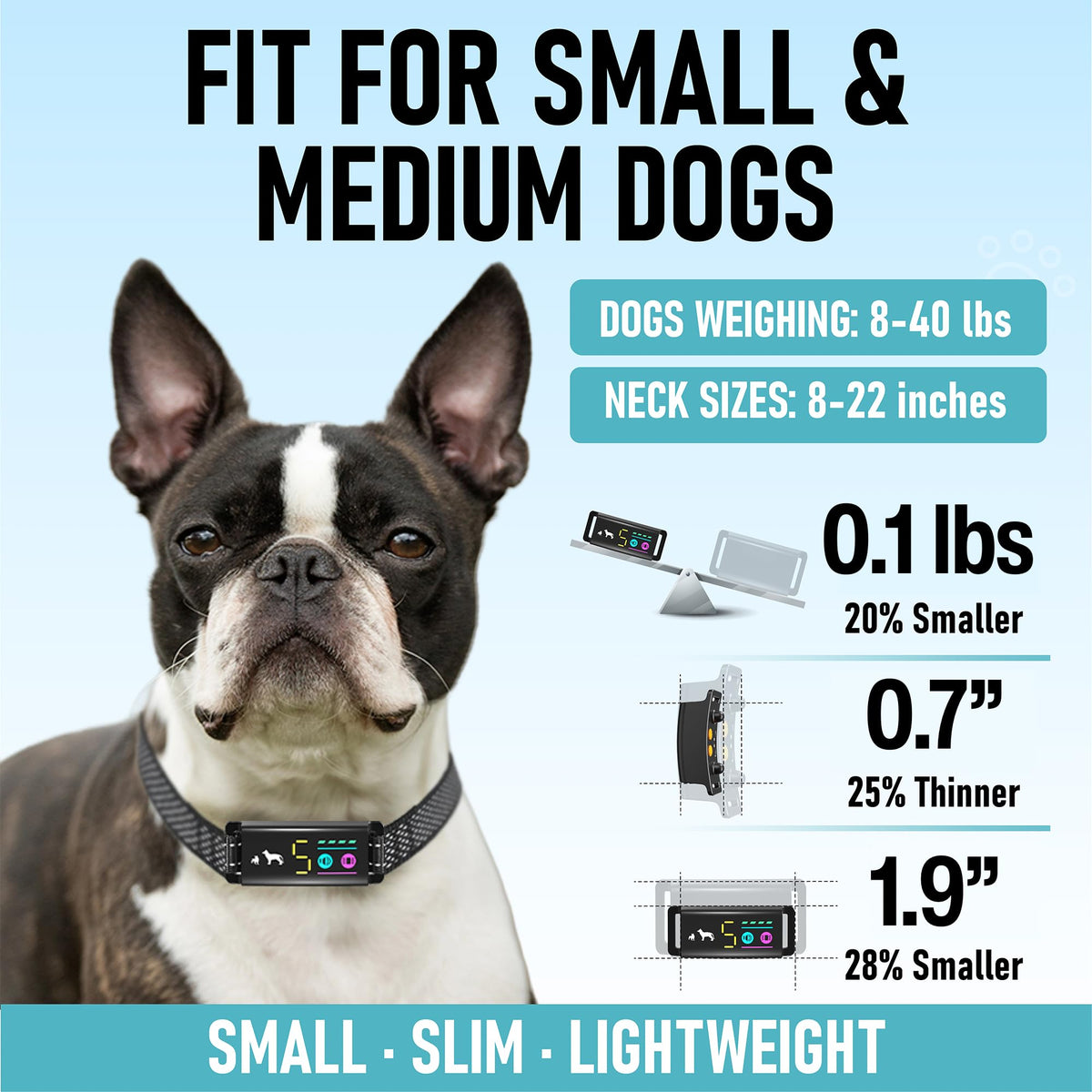 No Shock Bark Collar for Small Dogs 8 (Black/Grey / Adjustable)