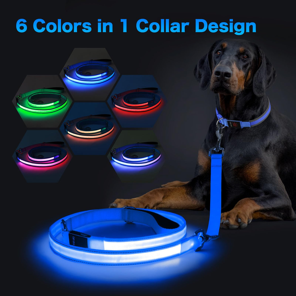 LED Light Up Dog Leash (Blue / 6Ft(Three-section))