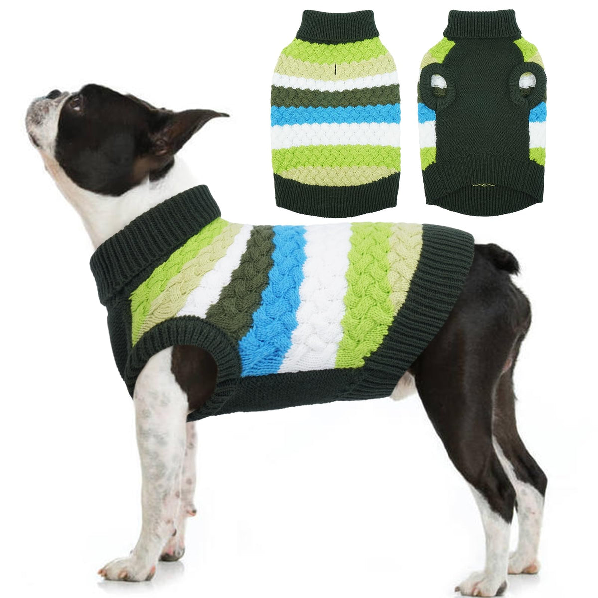 Dog Sweater Large Sweaters for Dogs Warm Dog Knitwear (Large (Chest: 18.9''; Weight: 13 - 16LB) / Green)