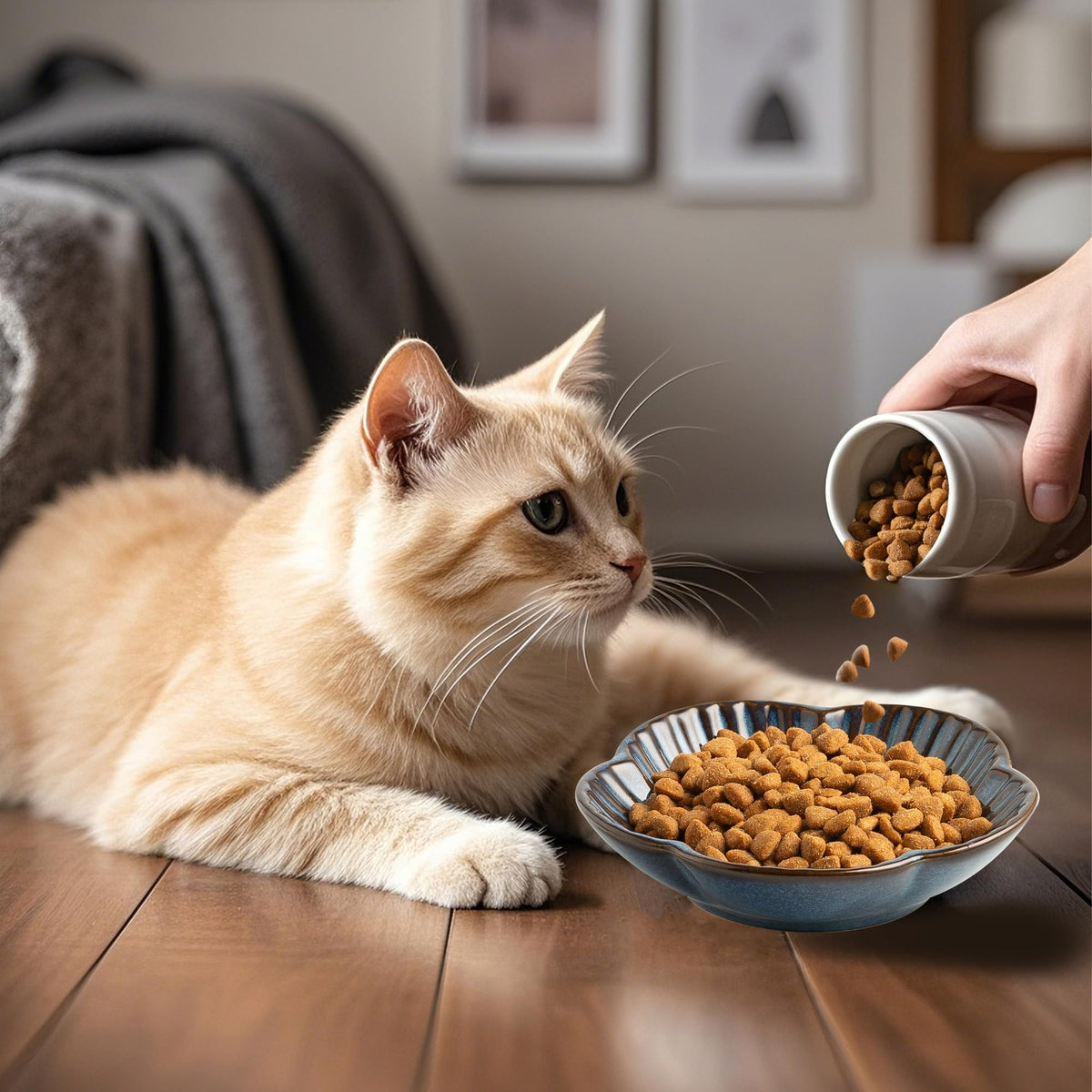 Ceramic Cat Food Bowls (blue / 4.72in)