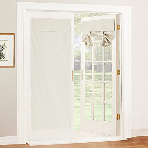Natural Linen Textured French Door Window Curtains 100% Blackout (Ivory / 34"W x 80"L (Pack of 1))