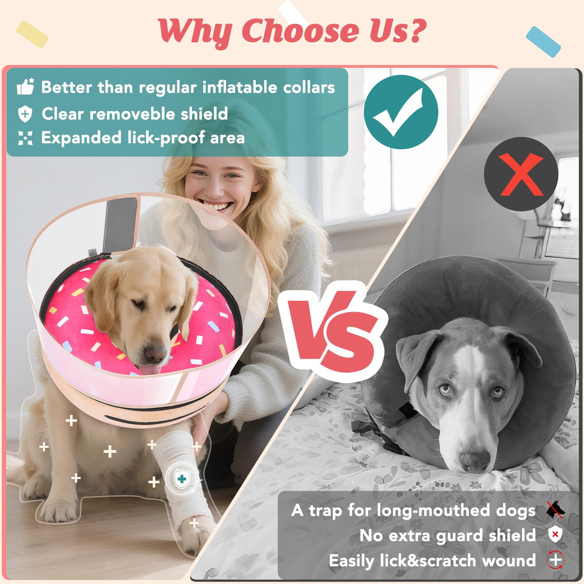 Inflatable Dog Cone with Anti (S (Neck: 5"-8"))