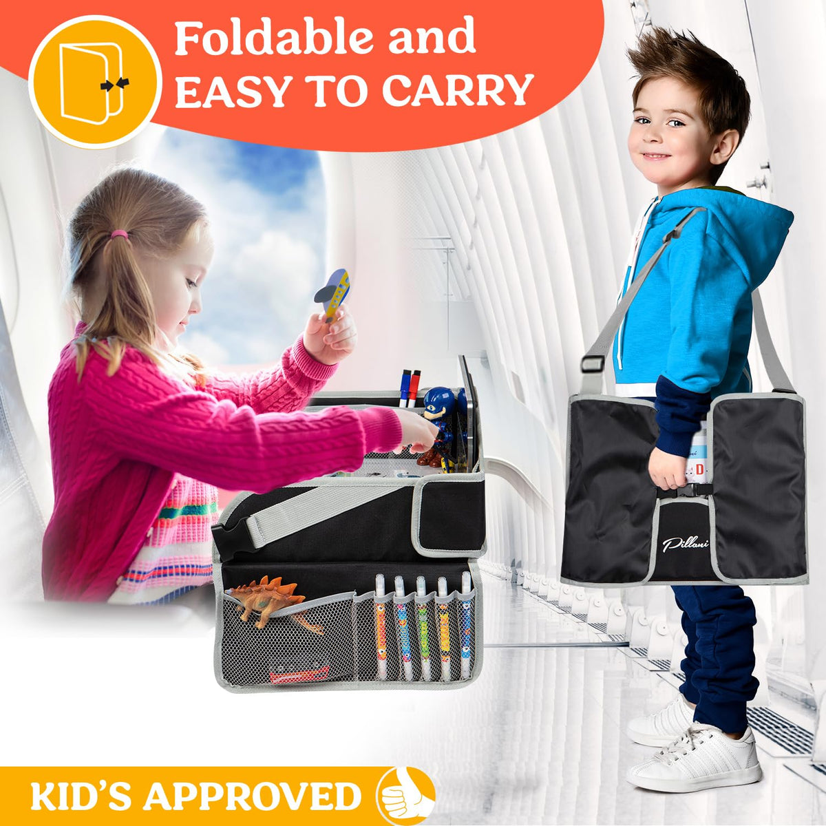 Kids Travel Tray for Car (2-pack Black)