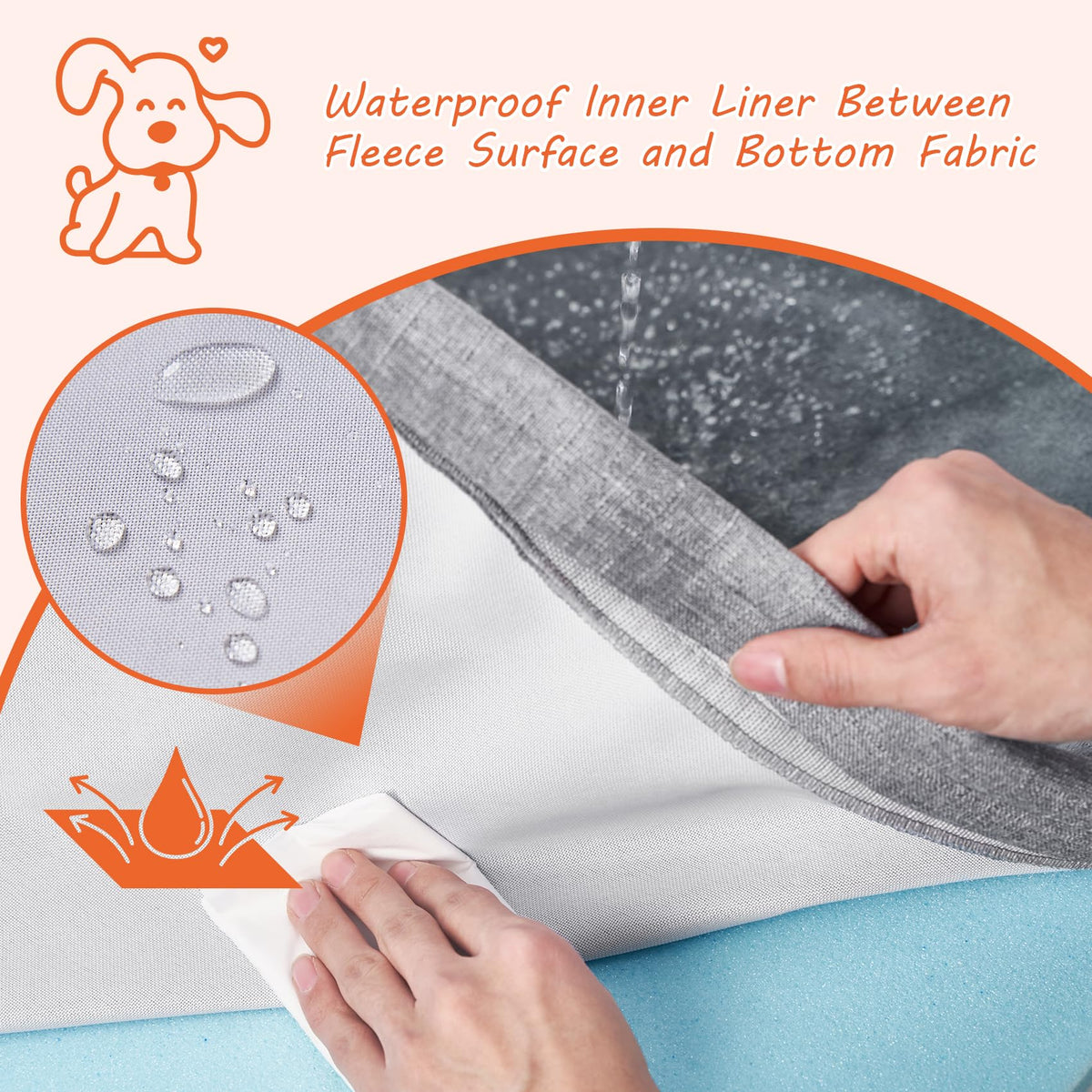 Large Washable Dog Crate Bed with Memory Foam (Grey / 35*23*3 Inches)