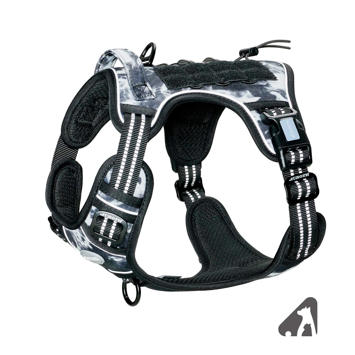 Dog Harness for Small Medium Dogs (Black Ink / S(Neck:14-21",Chest:20-31"),18-35 lbs)